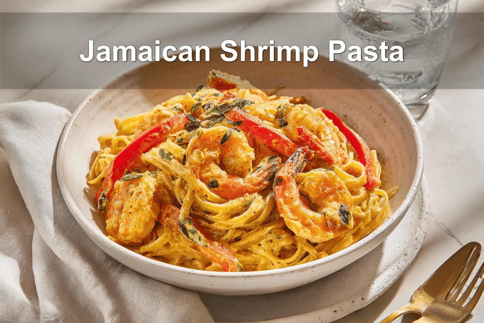 Jamaican Shrimp Pasta - vibrant, creamy, flavor-packed pasta dish.