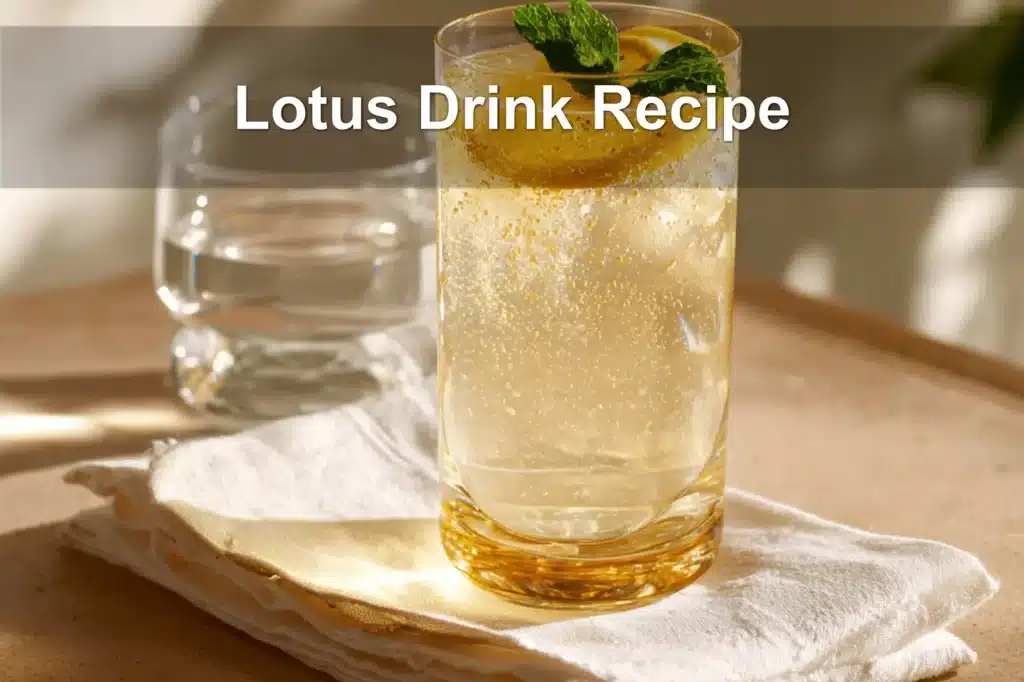 Lotus Drink Recipe in a clear glass with vibrant colors and fresh garnish
