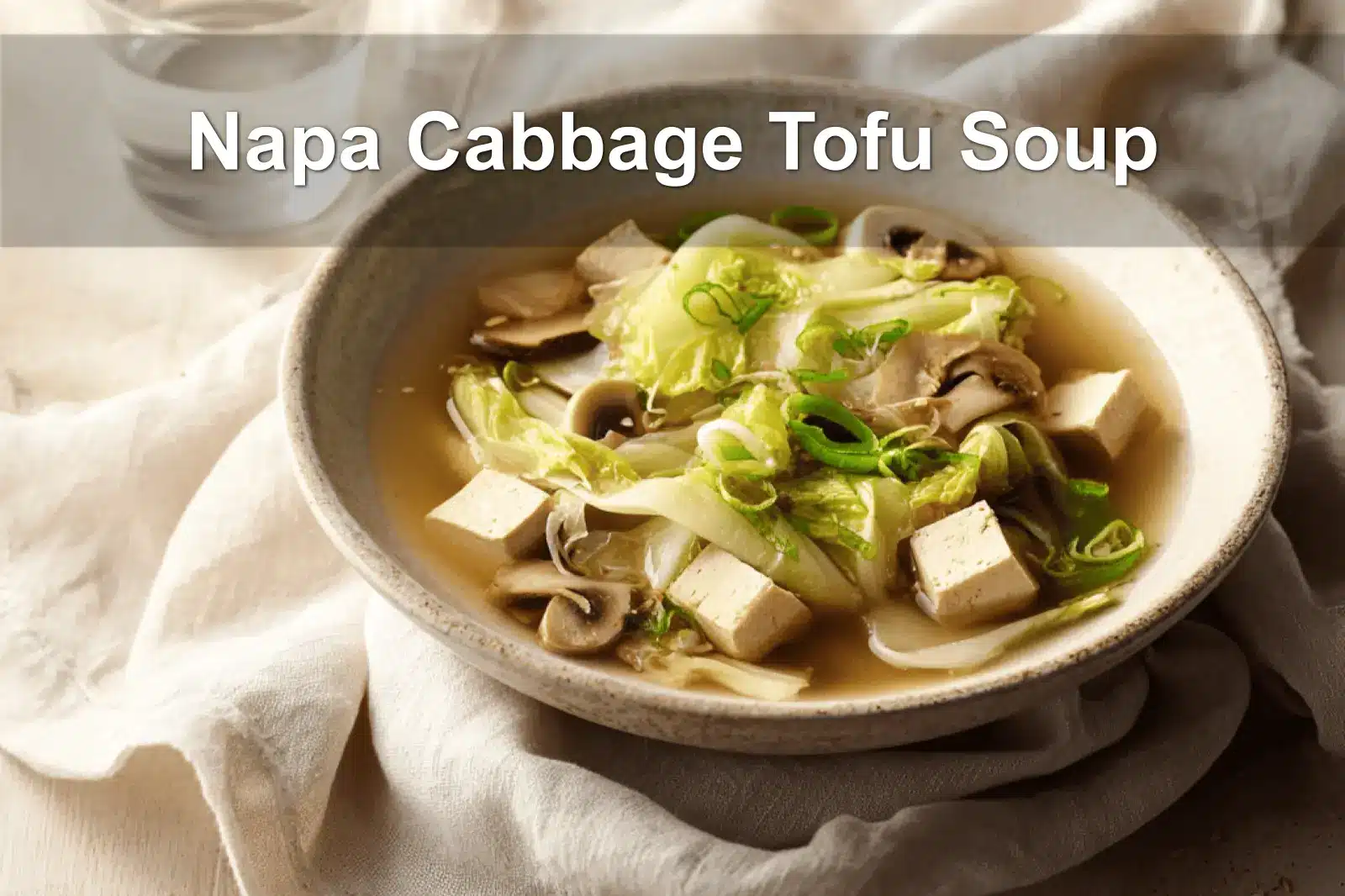 Napa Cabbage Tofu Soup bowl with tender tofu napa cabbage mushrooms and warm savory broth