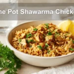 One Pot Shawarma Chicken and Rice presented with warm, appealing tones and natural styling.