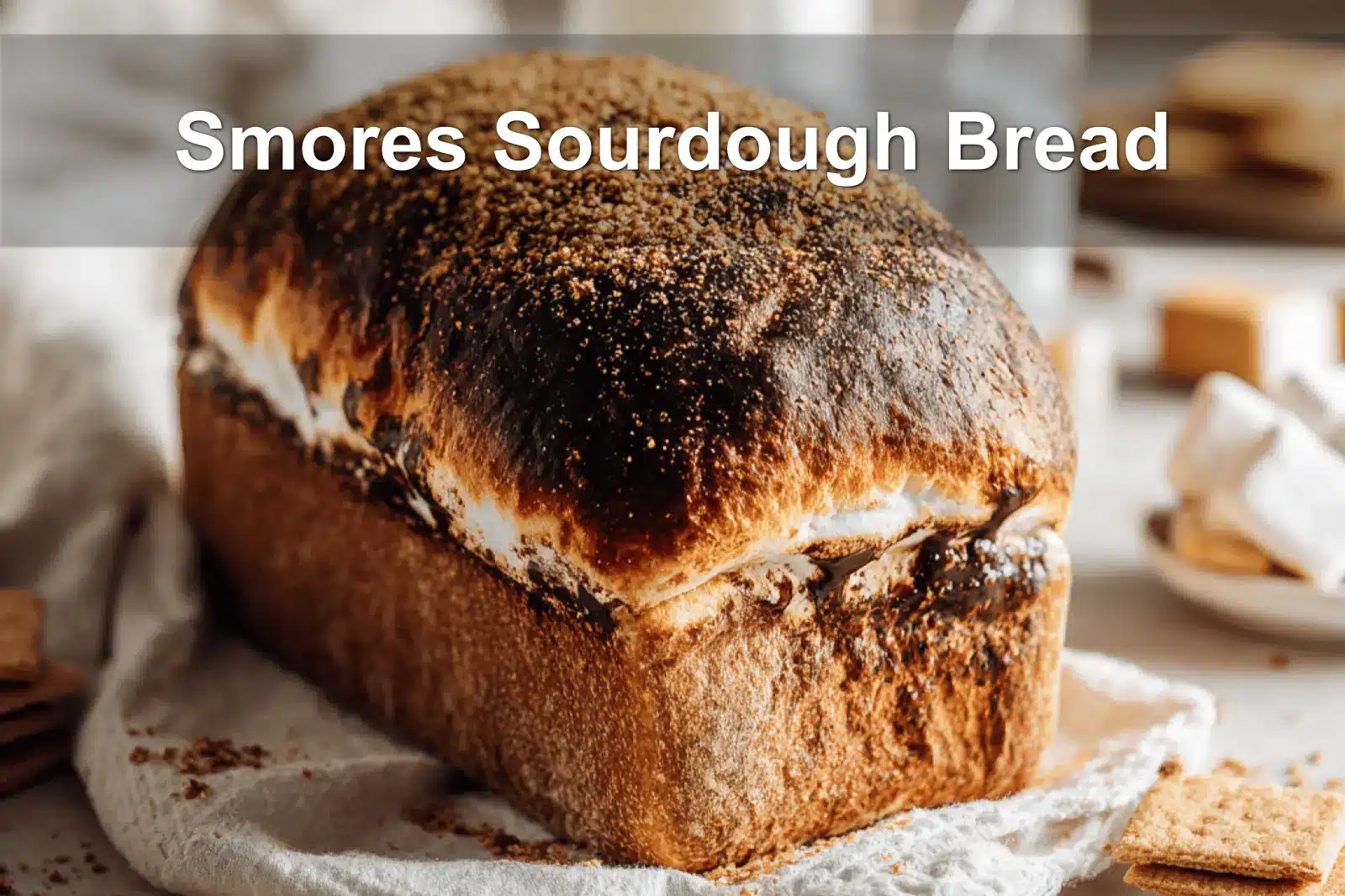 Freshly baked Smores Sourdough Bread showing gooey marshmallow and chocolate perfect for a blog feature.