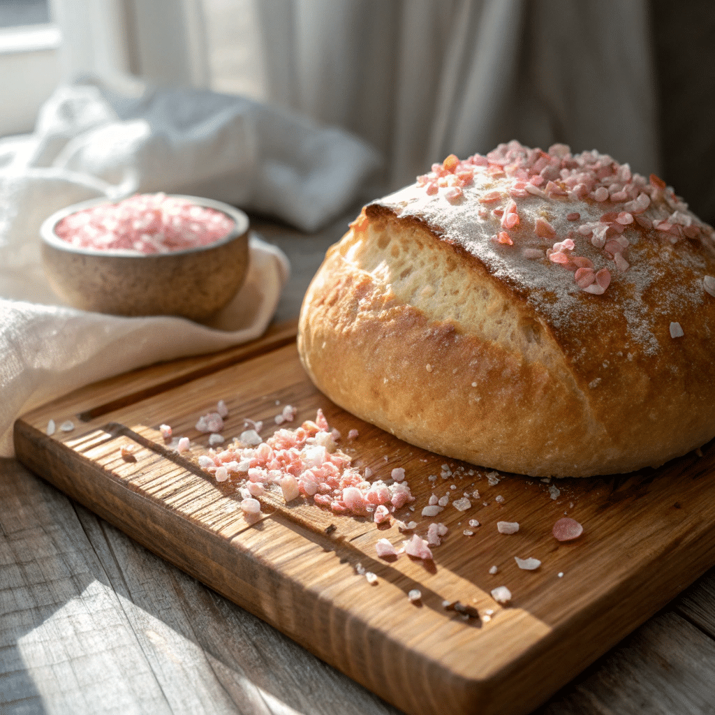 Why Oprah’s Pink Salt Trick Pairs Perfectly with Fermented Sourdough 7 Sourdough loaf with pink salt crust