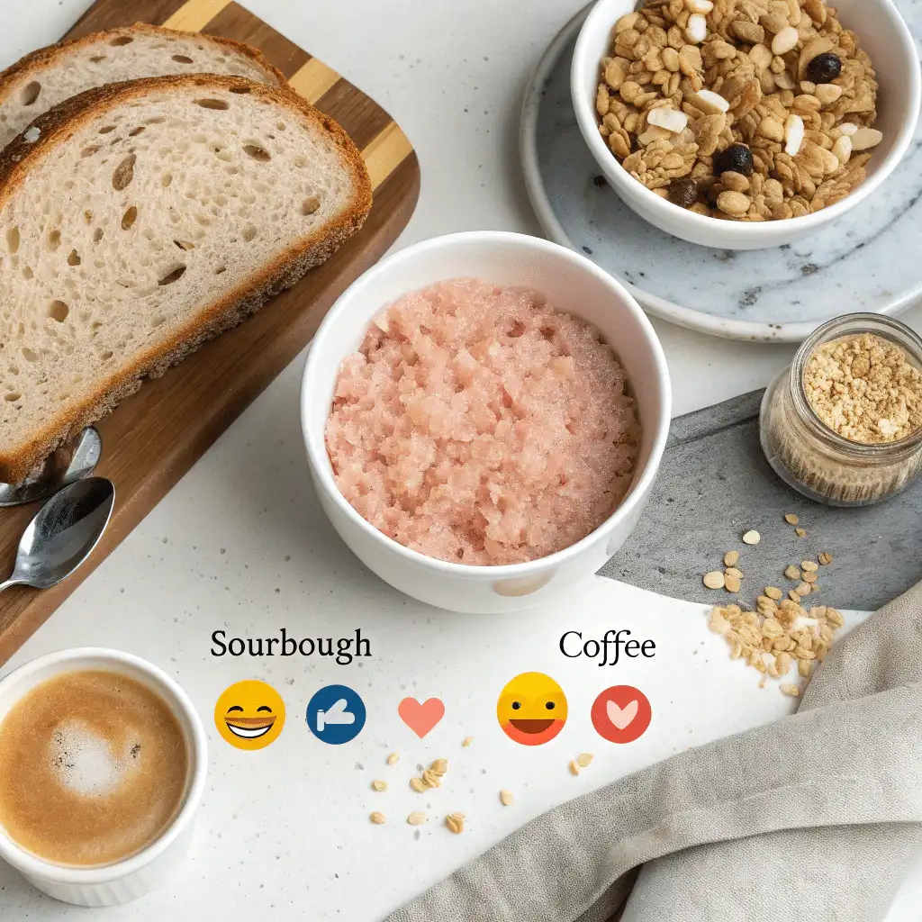 Comparison between pink salt water & sourdough vs coffee and cereal