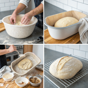 Why Oprah’s Pink Salt Trick Pairs Perfectly with Fermented Sourdough 10 Sourdough recipe steps in visual collage