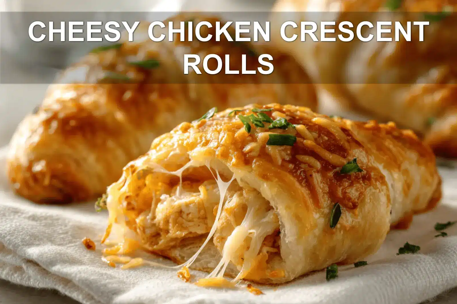 5 Easy Chicken Recipes: Flavorful Family Dinners Made Simple 4 Golden brown cheesy chicken crescent rolls on baking sheet with melted cheese