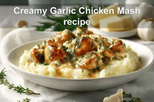Creamy Garlic Chicken & Mash Recipe: Irresistible Comfort Food Creamy Garlic Chicken Mash recipe plated with mashed potatoes rosemary garnish warm inviting blog photo