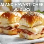 HAM AND HAVARTI CHEESE SLIDERS melted Havarti on Hawaiian rolls with poppy seeds