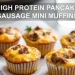 HIGH PROTEIN PANCAKE SAUSAGE MINI MUFFINS golden cheesy savory mini muffins