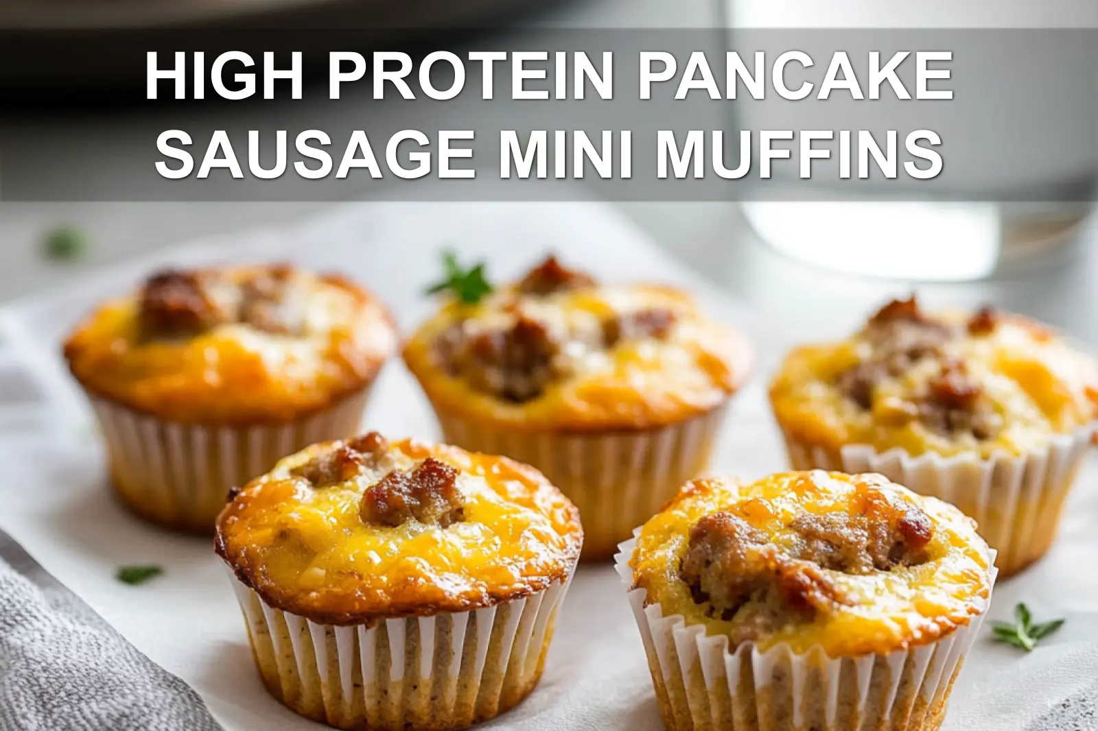 HIGH PROTEIN PANCAKE SAUSAGE MINI MUFFINS golden cheesy savory mini muffins