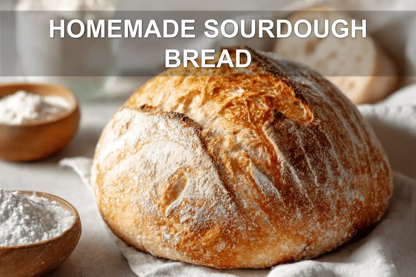 8 Sourdough Bread Recipes: Artisan Loaves & Sweet Treats 3 Rustic homemade sourdough bread with a scored crust on a wooden board