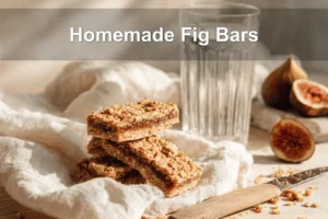 Homemade Fig Bars: Delicious Easy Recipe You Need Homemade Fig Bars golden oat crust with fig jam filling styled on white cloth beside water