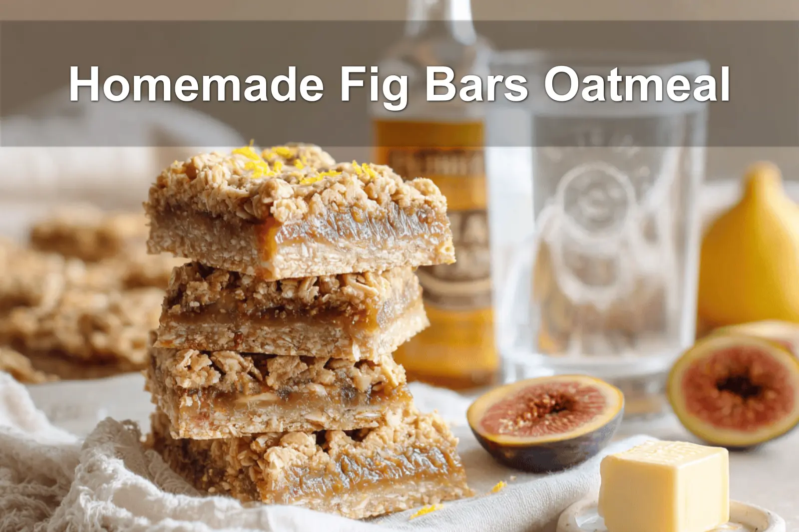 Homemade Fig Bars Oatmeal golden oat crust sliced on napkin natural light inviting