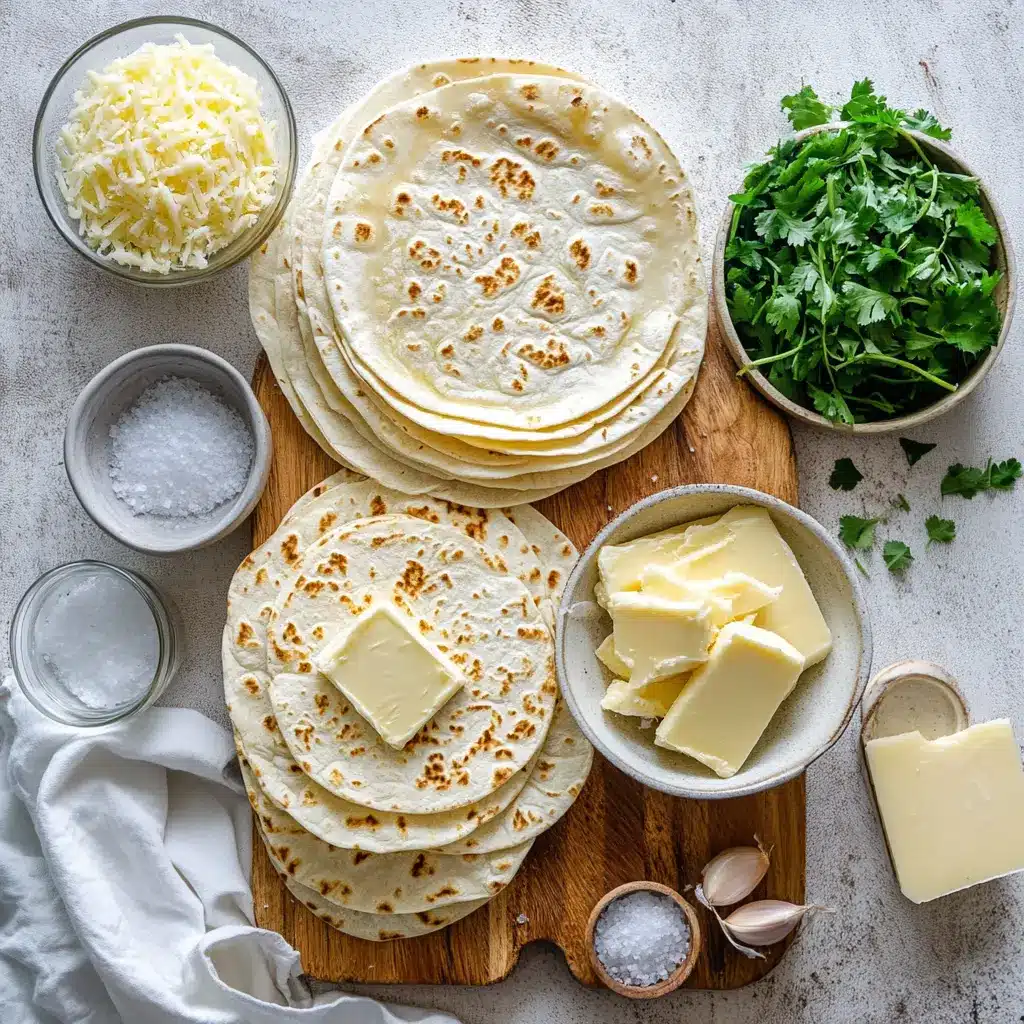 Air Fryer Cheesy Tortilla Garlic Bread: Simple, Irresistible 4 Ingredients for AIR FRYER CHEESY TORTILLA GARLIC BREAD including mozzarella, parmesan, butter, garlic, tortillas