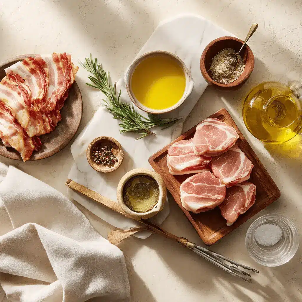 Air Fryer Bacon-Wrapped Pork Medallions: Irresistibly Easy Recipe 4 Air Fryer Bacon Wrapped Pork Medallions on white napkin with glass of water warm lighting