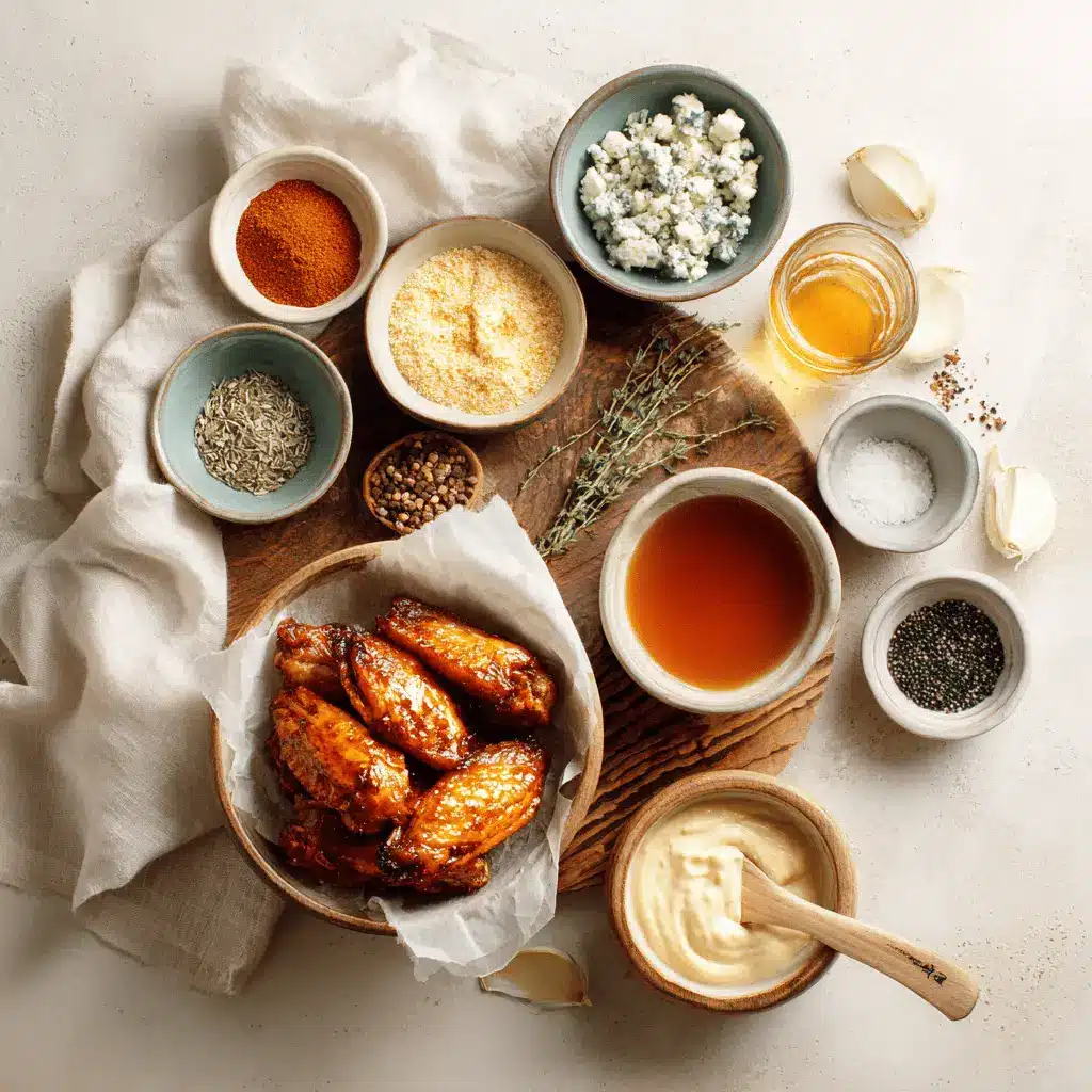 Air Fryer Buffalo Chicken Wings: Irresistible and Easy! 4 Air Fryer Buffalo Chicken Wings on white napkin with blue cheese dressing and water