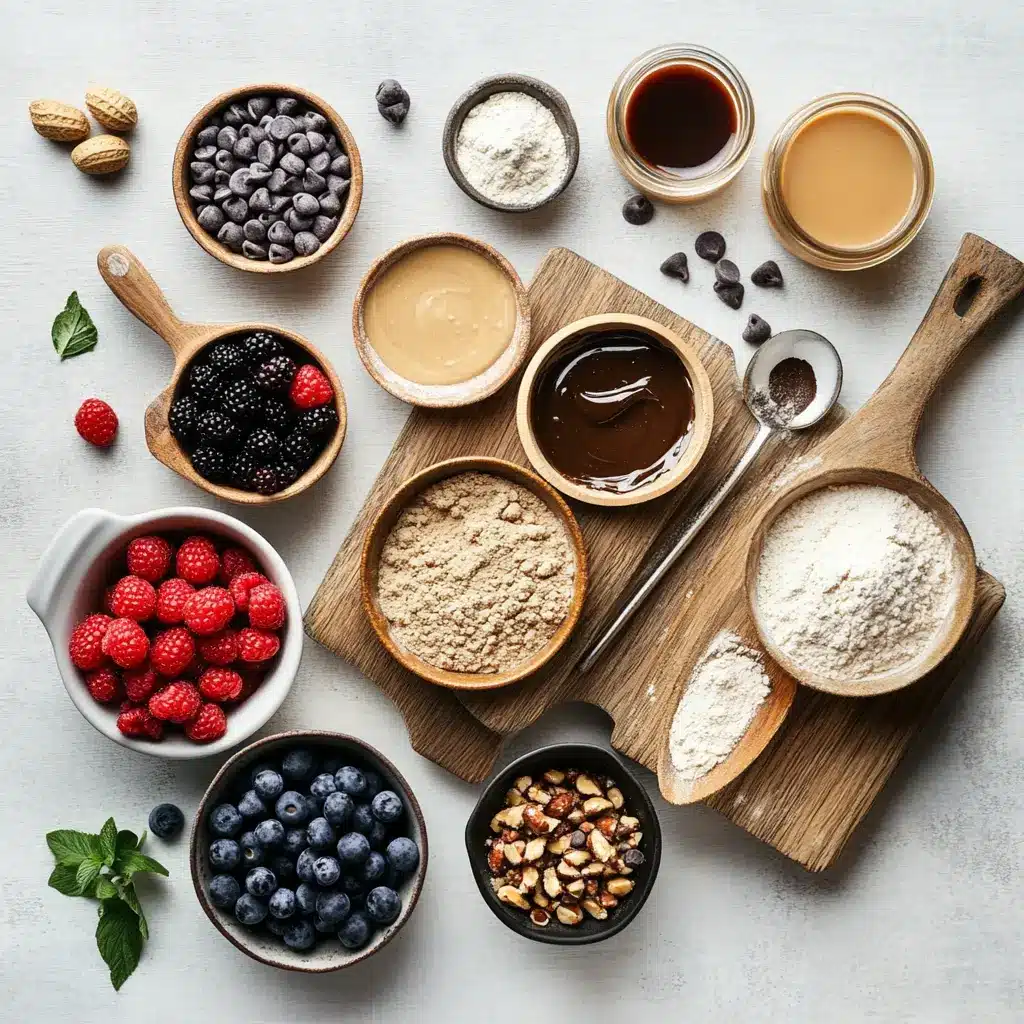 Baked Protein Pancake Bowls great: Easy and Delicious Magic 4 Ingredients for baked protein pancake bowls including eggs, yogurt, milk, protein powder, and berries
