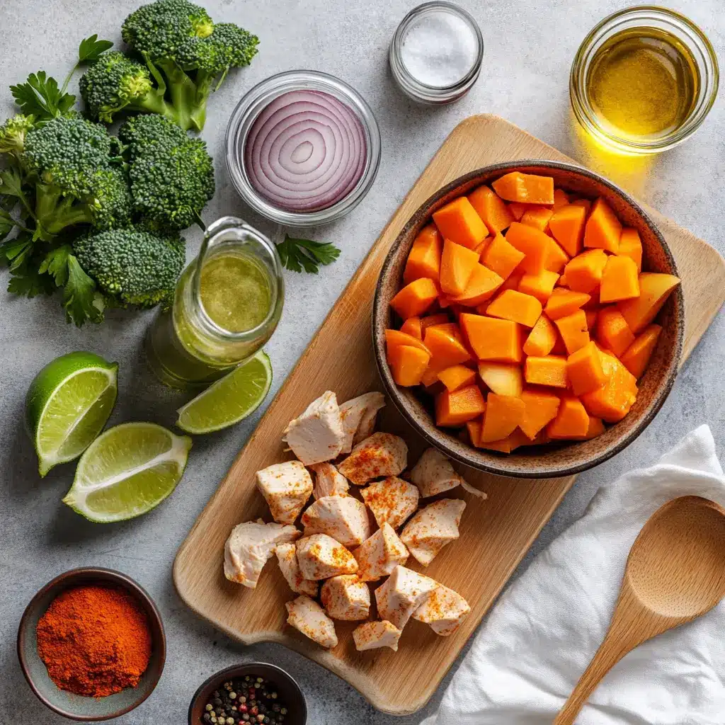 Cajun Chicken & Sweet Potato Bowls: Easy Delicious Recipe 4 Ingredients for Cajun Chicken Sweet Potato Bowls including sweet potatoes, chicken breasts, bell peppers, and Cajun spices