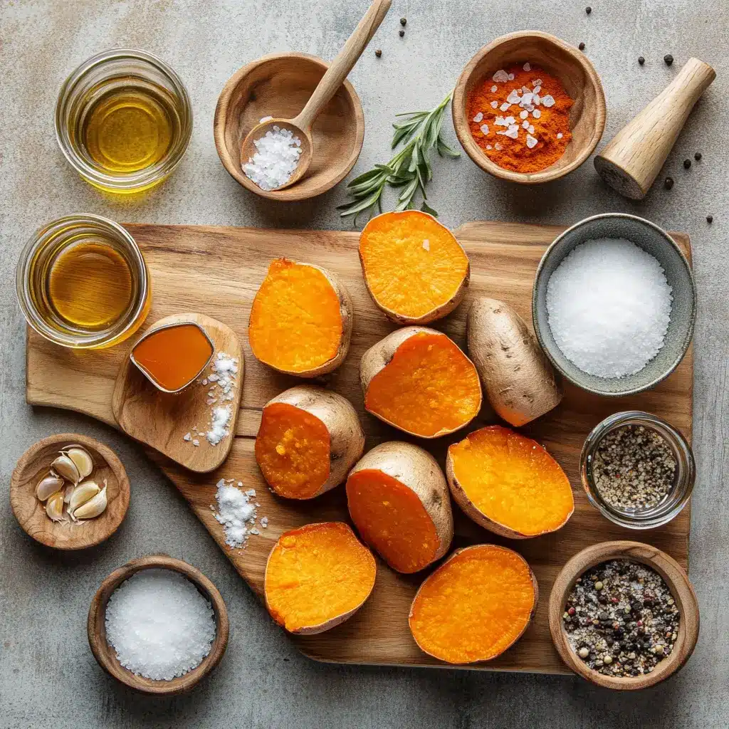 Crispy Smashed Sweet Potatoes: Irresistibly Easy Recipe 4 Ingredients for crispy smashed sweet potatoes - sweet potatoes, honey, sriracha, spices