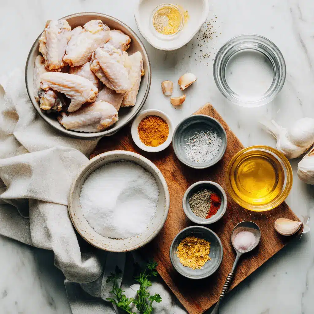 Crispy Baked Chicken Wings: Simple Delicious Recipe 4 Flat lay of crispy baked chicken wings on paper napkin, next to glass of water, oven-roasted in natural light