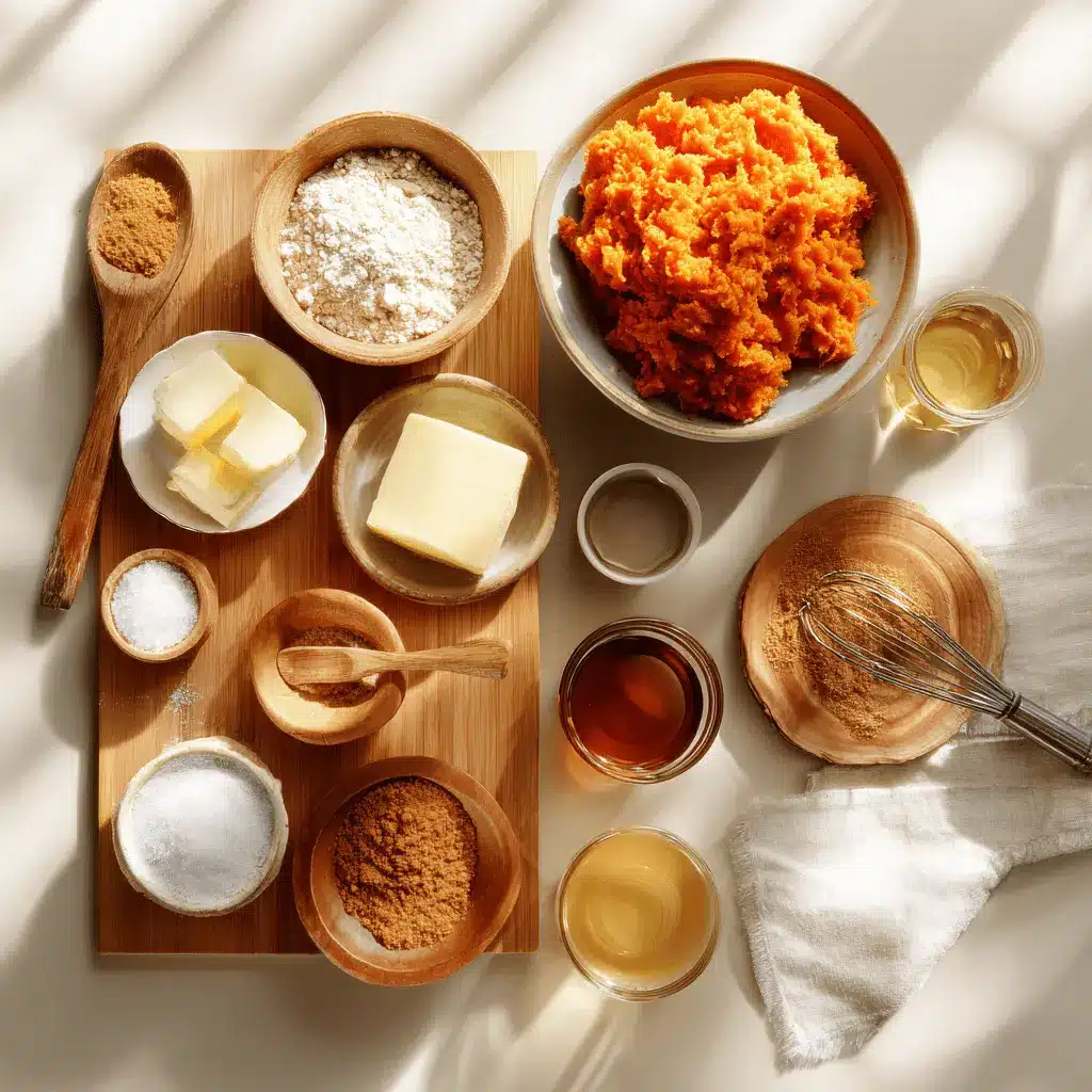 Fluffy Sweet Potato Pancakes: Delicious Easy Recipe 4 Fluffy Sweet Potato Pancakes stacked with melted butter and syrup on white napkin beside clear water glass