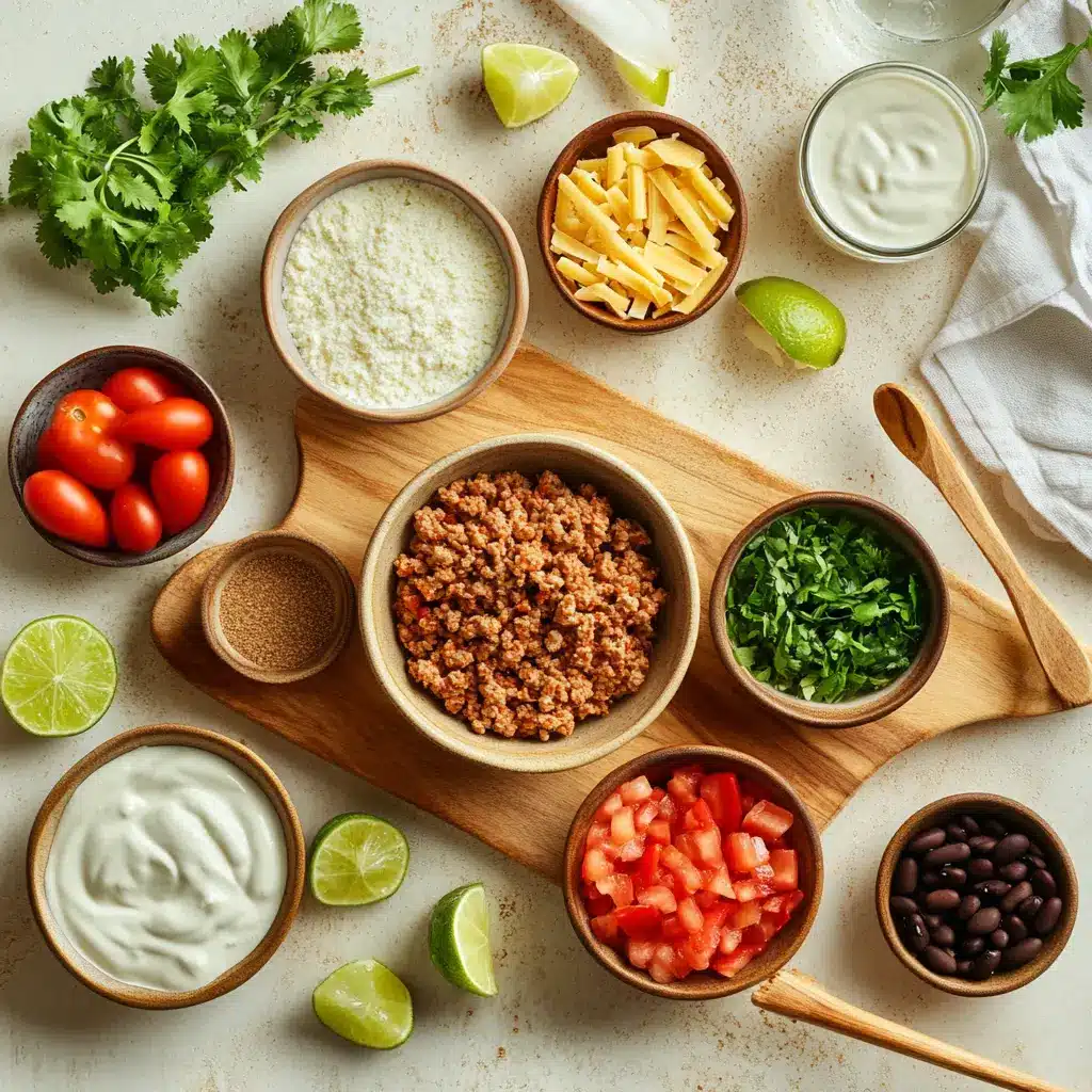High Protein Creamy Taco Soup: Easy and Delicious Recipe 4 Bowl of high protein creamy taco soup garnished with fresh herbs, lime wedges, and melted cheese