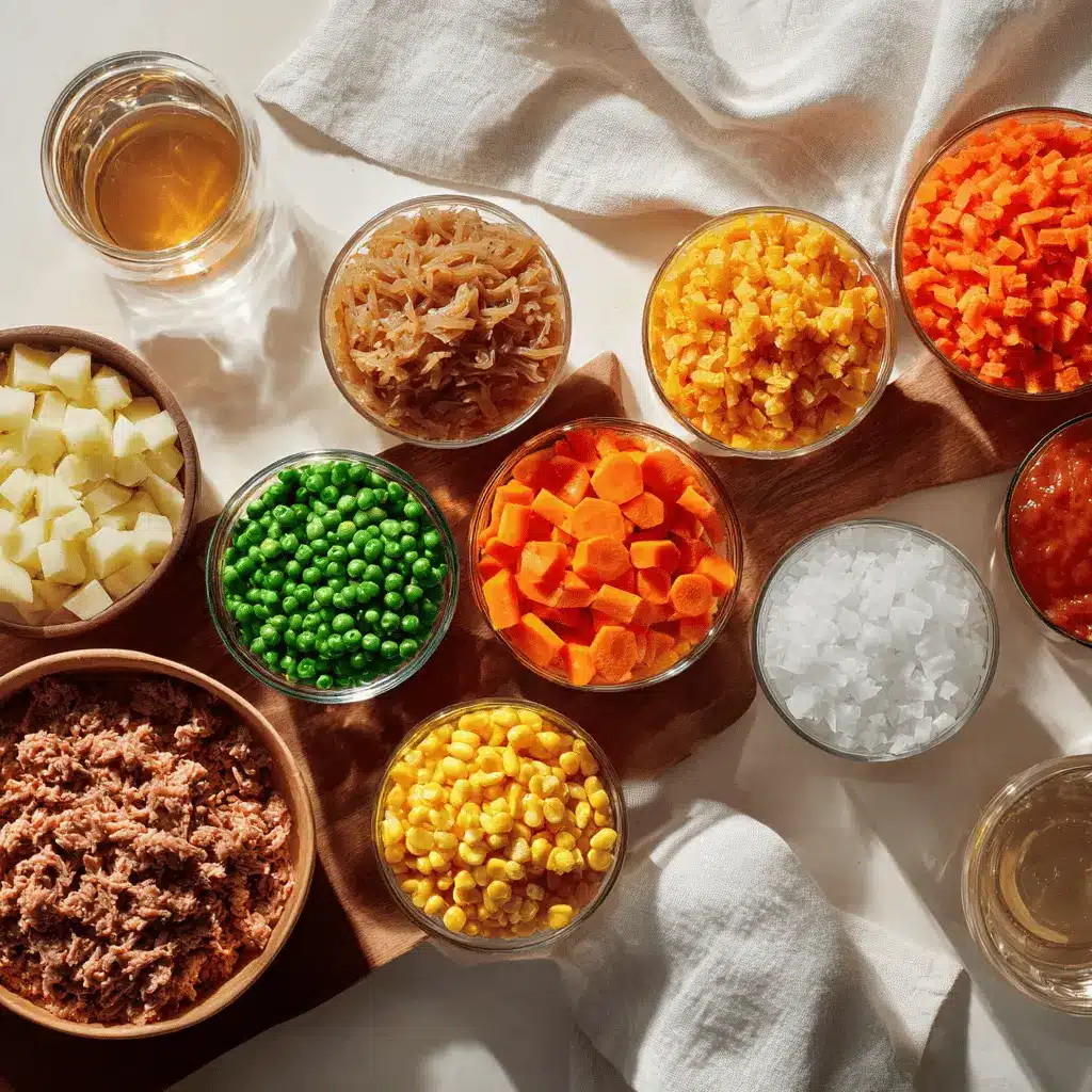 Old-Fashioned Vegetable Beef Soup: The Best Comforting Recipe 4 Overhead shot of old-fashioned vegetable beef soup in a white bowl with warm shredded beef, carrots, potatoes, green beans, and corn