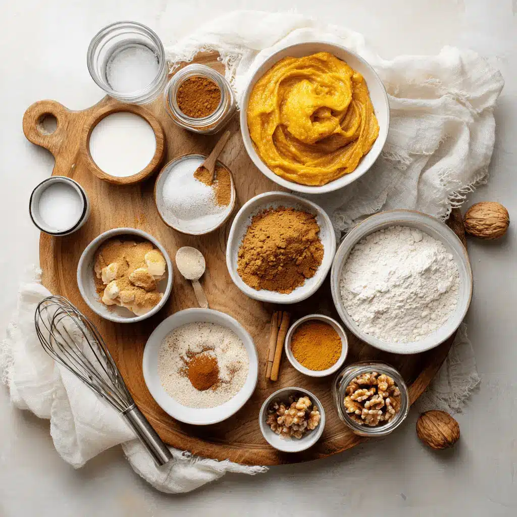 Pumpkin Snickerdoodle Cookies: Deliciously Soft and Irresistible 4 Ingredients for pumpkin snickerdoodle cookies including pumpkin puree, spices, and sugars on a white surface