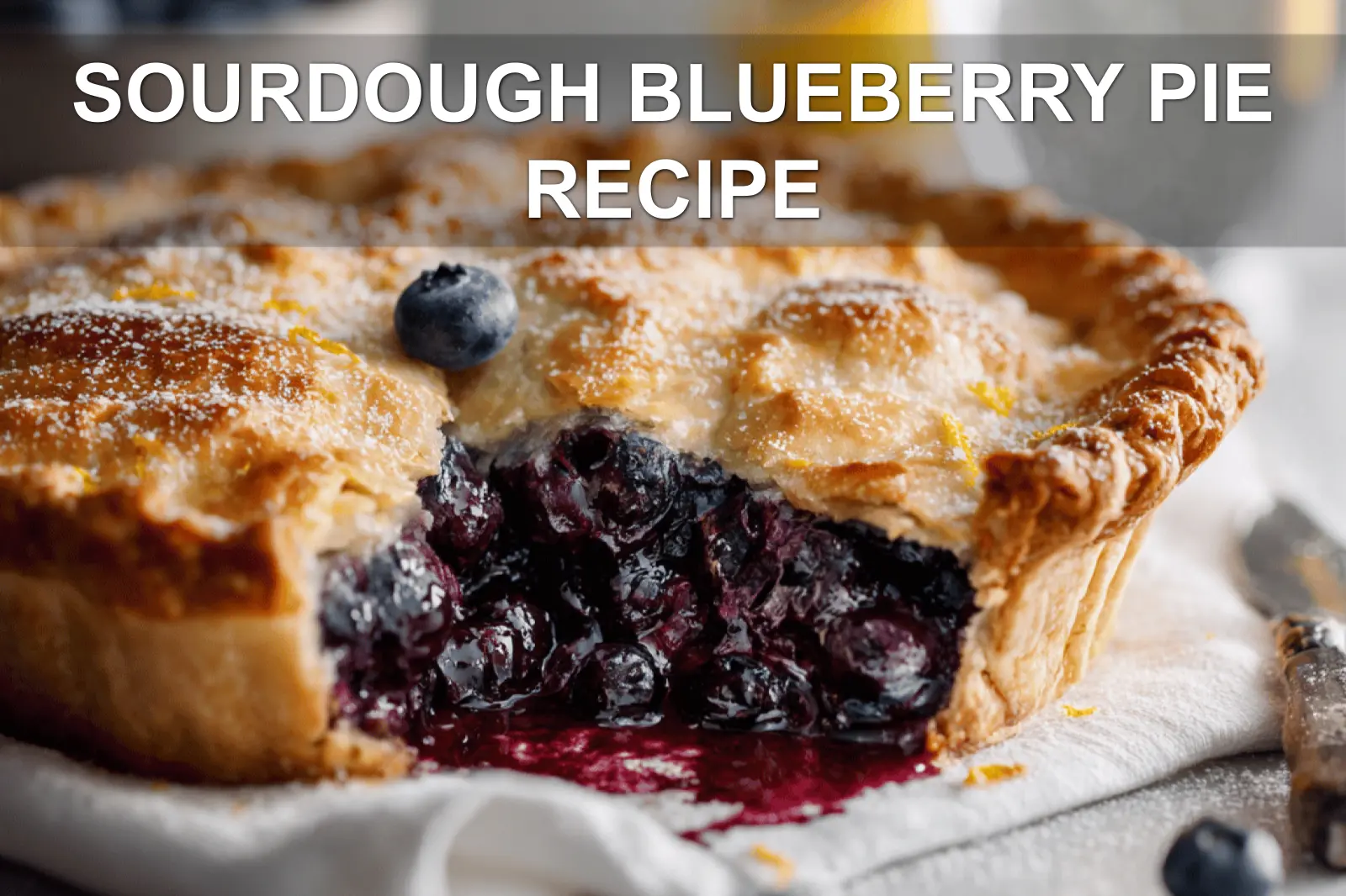 Sourdough Blueberry Pie Recipe: Irresistibly Fresh Delight 4 SOURDOUGH BLUEBERRY PIE RECIPE hero image warm natural light slice on white cloth