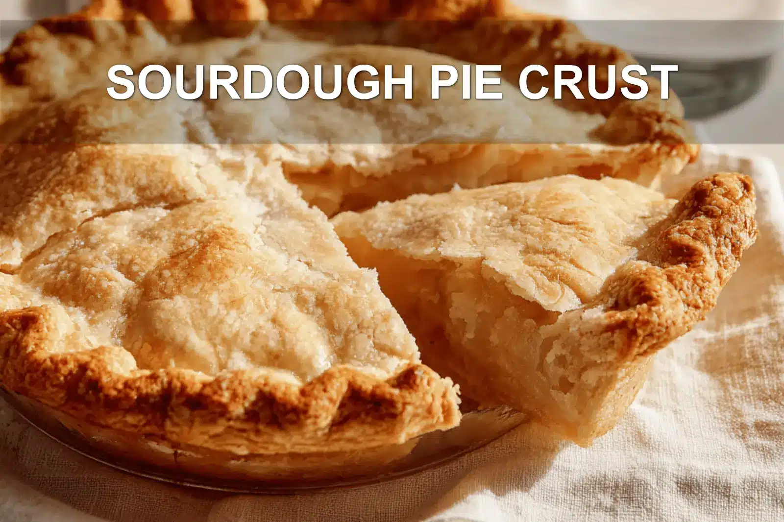 SOURDOUGH PIE CRUST golden flaky crust on white napkin with clear water glass hero image