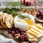 Thanksgiving Cheese Board with brie manchego white cheddar cranberry goat cheese assorted salami