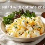 Egg Salad with Cottage Cheese: Delicious Fresh Twist 6 Egg salad with cottage cheese on white napkin, vibrant peppers and herbs, water glass