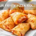 AIR FRYER PIZZA ROLLS close up on white napkin with glass of water and herbs