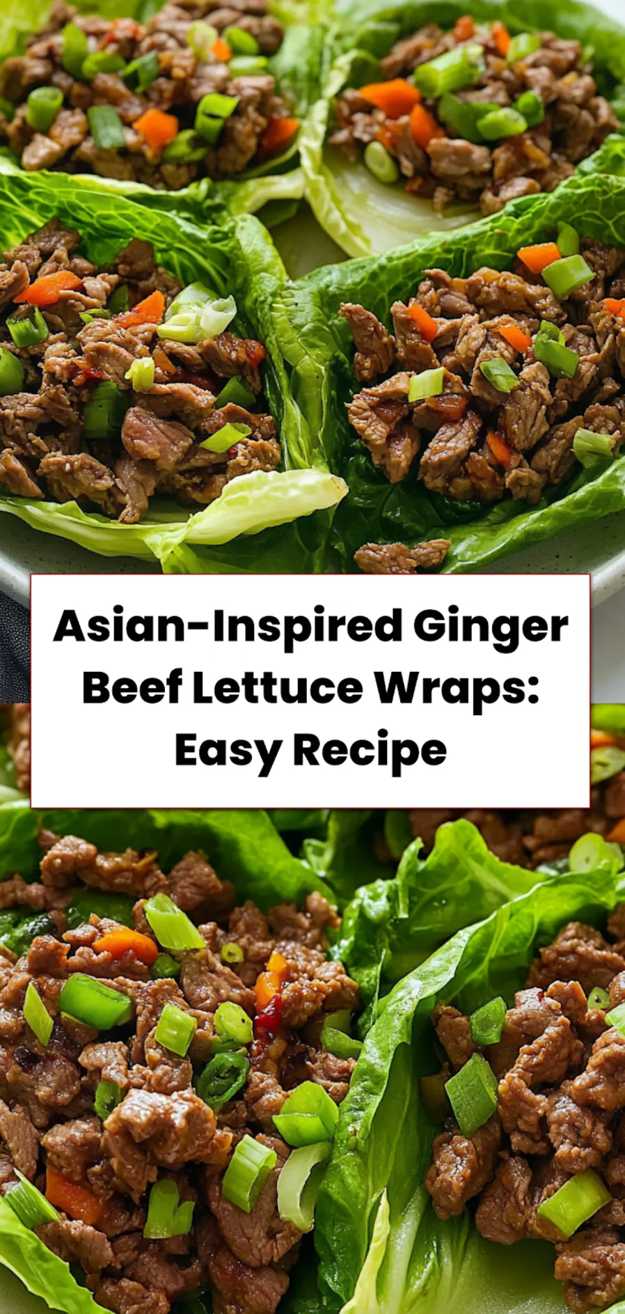 Asian-Inspired Ginger Beef Lettuce Wraps: Simple & Delicious 5 Plated Asian-inspired ginger beef lettuce wraps arranged for serving with dipping sauce and garnishes