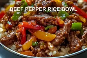 BEEF PEPPER RICE BOWL centered hero view, clean and uncluttered