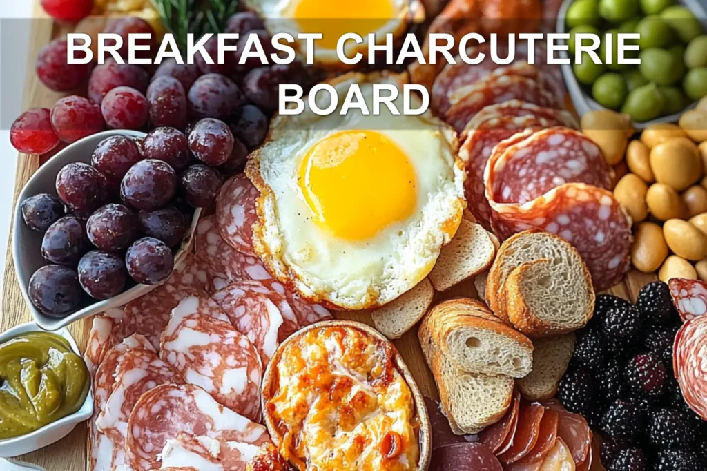 BREAKFAST CHARCUTERIE BOARD centered hero view, clean and uncluttered