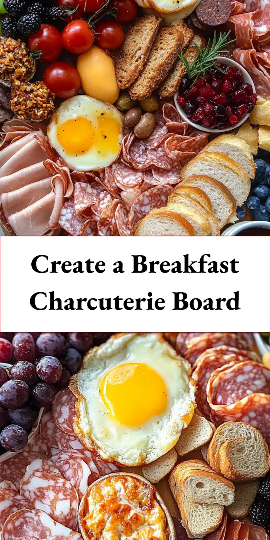 Breakfast Charcuterie Board for Delicious Mornings 5 Styled croissant breakfast platter with berries, meats, and jams on white background