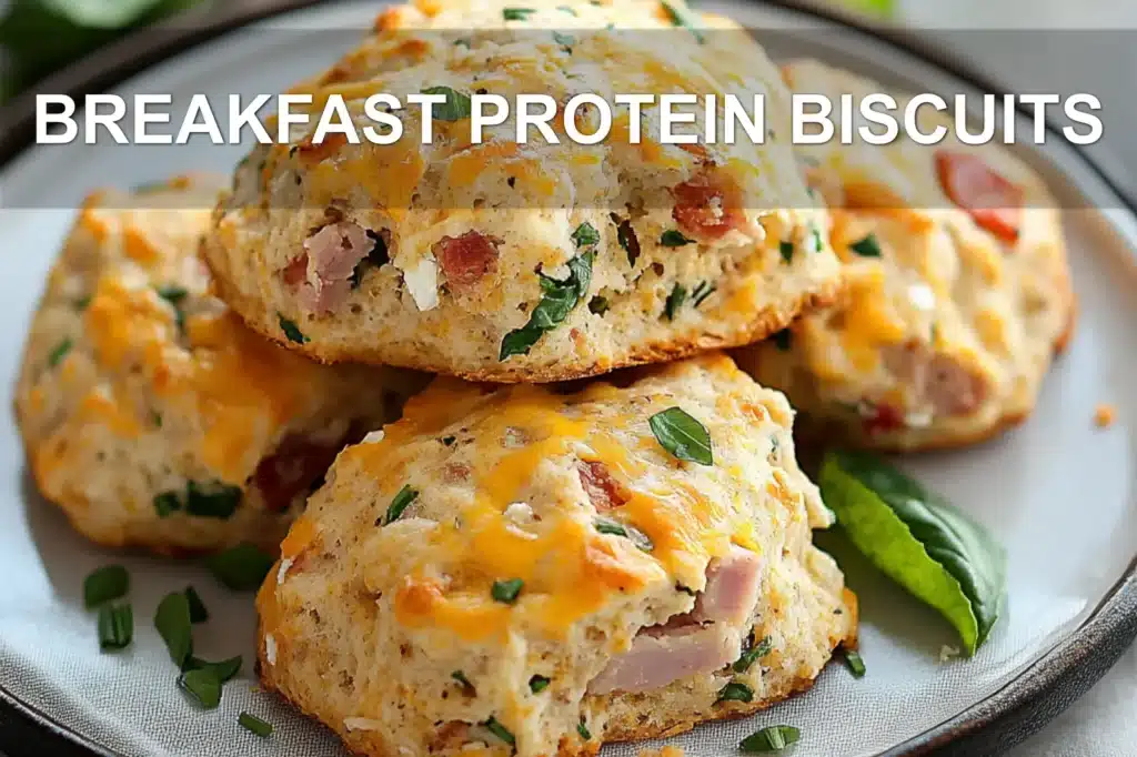 BREAKFAST PROTEIN BISCUITS warm cheddar feta ham sausage spinach chives basil