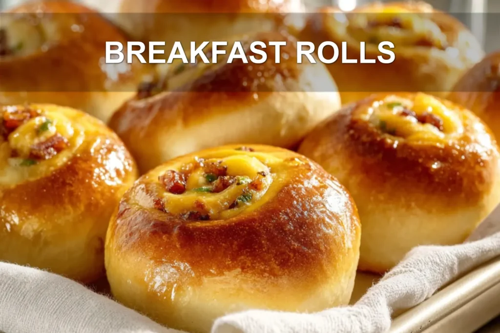 BREAKFAST ROLLS savory sausage and egg crescent rolls on white napkin warm window light