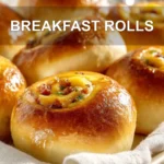 BREAKFAST ROLLS savory sausage and egg crescent rolls on white napkin warm window light