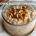 BROWN SUGAR OVERNIGHT OATS creamy banana cinnamon oats in jar warm cozy breakfast