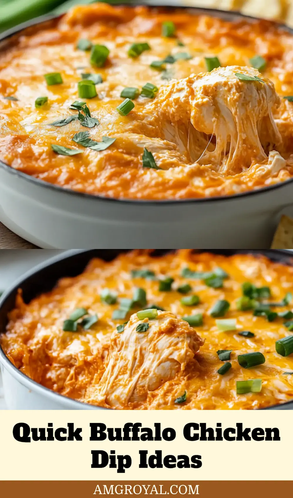 Buffalo Chicken Dip: Irresistible and Easy Recipe 5 Buffalo chicken dip served warm in white baking dish with golden cheese crust