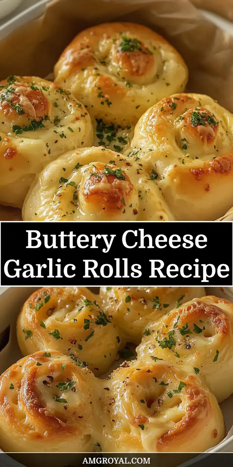 Buttery Cheese Garlic Rolls Easy and Irresistible 5 Finished buttery cheese garlic rolls arranged in pin-worthy display with pull-apart view