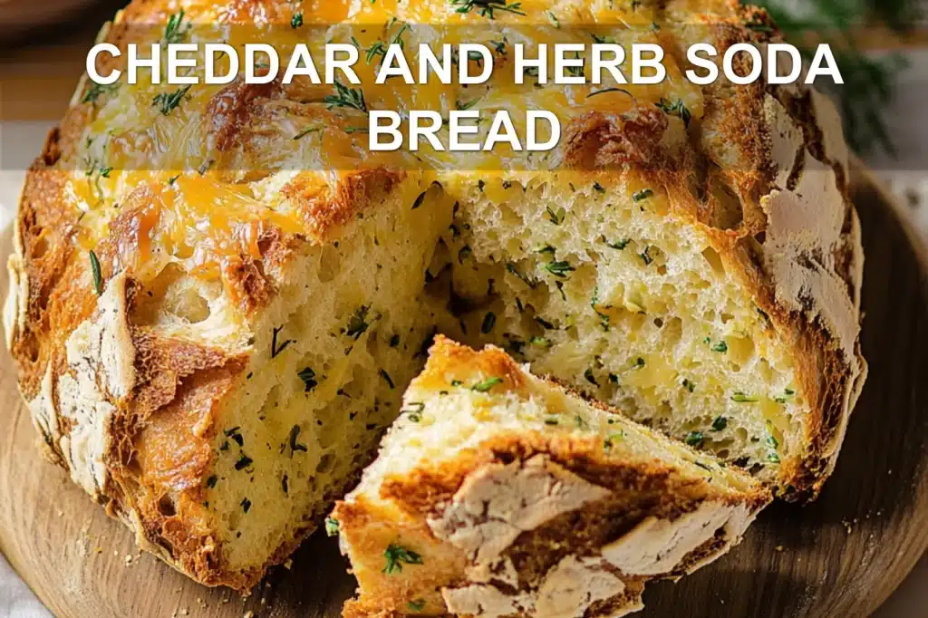 CHEDDAR AND HERB SODA BREAD centered hero view, clean and uncluttered