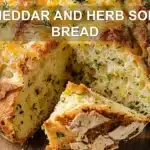 CHEDDAR AND HERB SODA BREAD centered hero view, clean and uncluttered