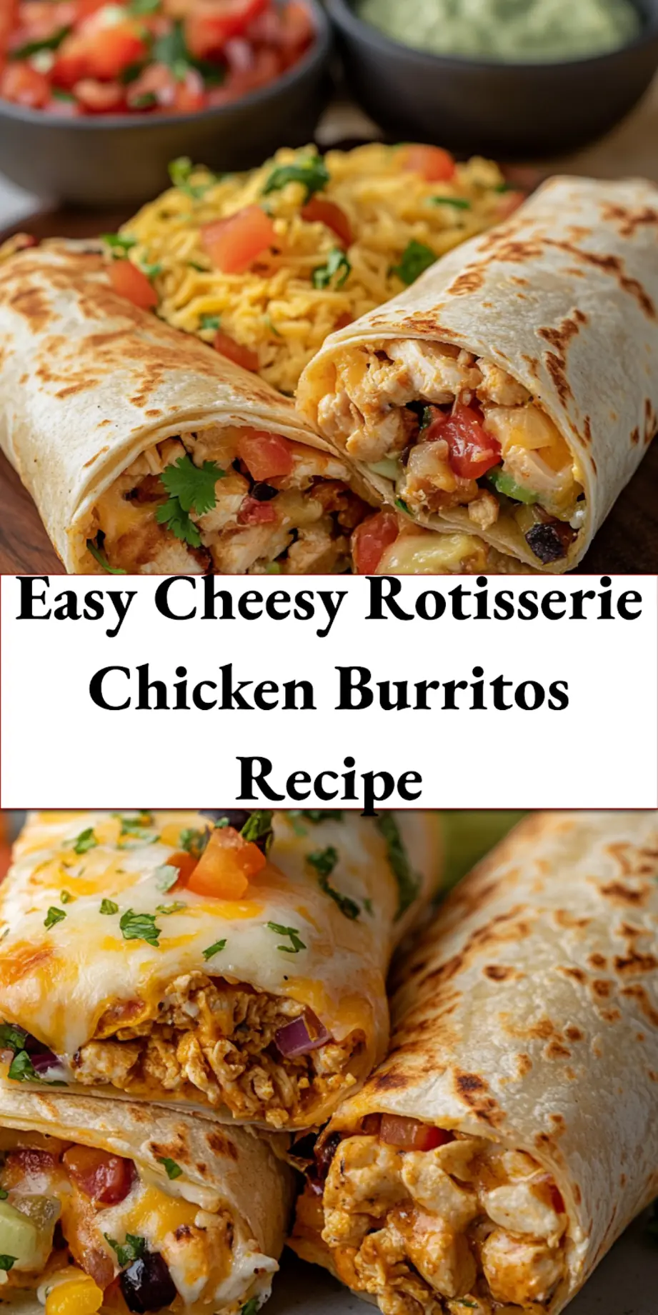 Cheesy Rotisserie Chicken Burritos Recipe Unveiled 6 Close-up of finished cheesy rotisserie chicken burritos plated for serving