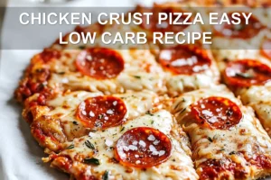 Chicken Crust Pizza Easy Low Carb Recipe: Deliciously Simple CHICKEN CRUST PIZZA EASY LOW CARB RECIPE hero pizza with golden chicken crust and pepperoni