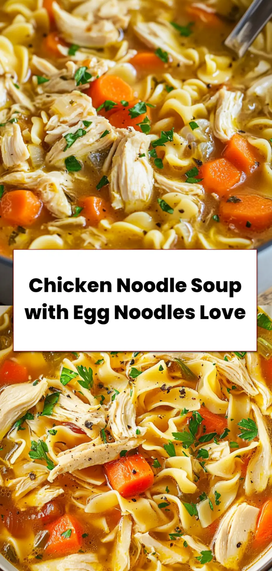 Chicken Noodle Soup with Egg Noodles: Irresistible Comfort 5 Overhead view of freshly made chicken noodle soup with egg noodles served in white bowl