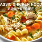 Classic Chicken Noodle Soup Recipe Easy and Delicious 6 CLASSIC CHICKEN NOODLE SOUP RECIPE centered hero view, clean and uncluttered