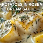 Cod Potatoes in Rosemary Cream Sauce Cozy Dinner Recipe 6 COD POTATOES IN ROSEMARY CREAM SAUCE centered hero view, clean and uncluttered