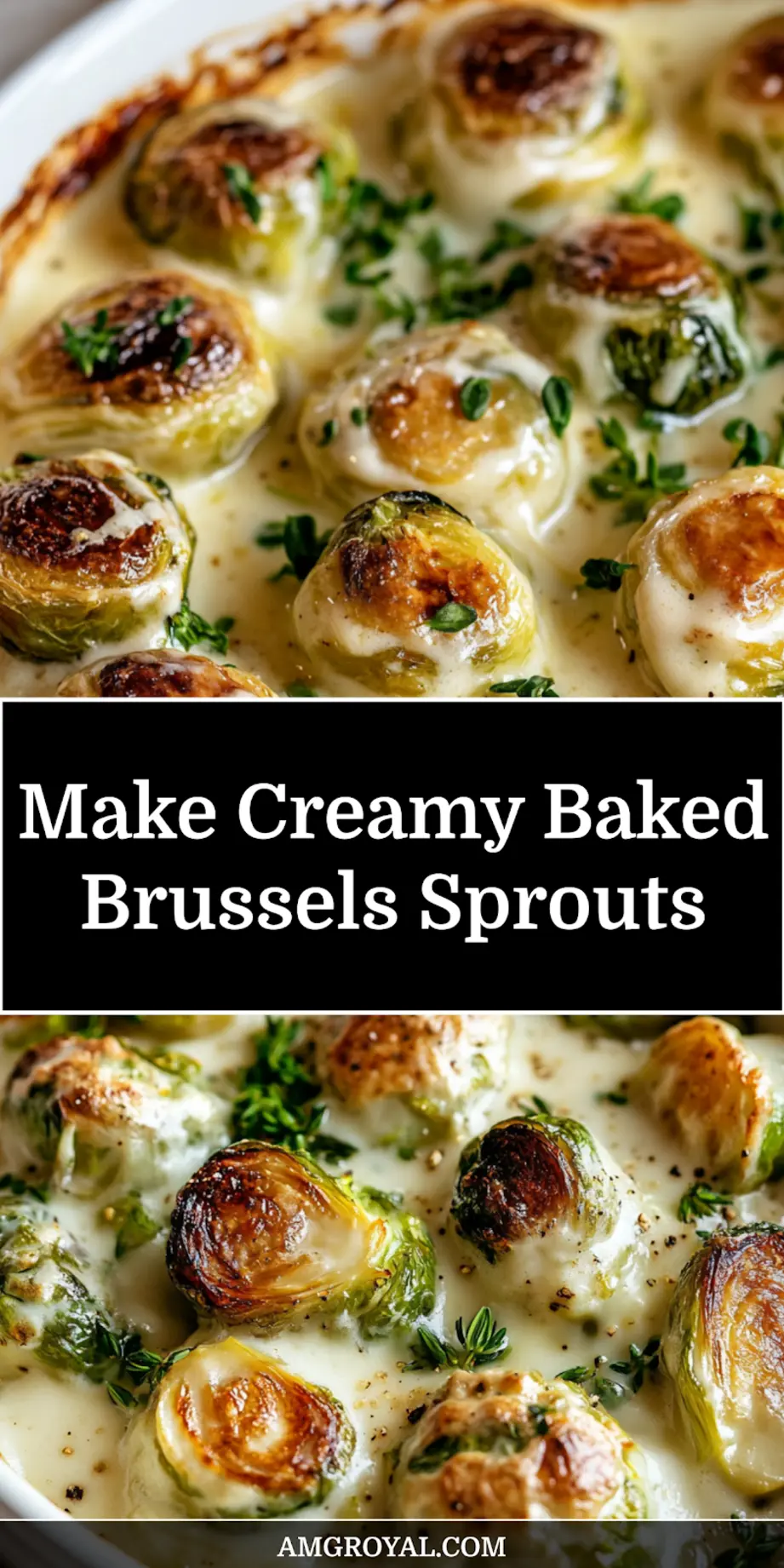 Creamy Baked Brussels Sprouts: A Delicious Must-Try Recipe 5 Plated creamy baked Brussels sprouts with crispy golden edges and creamy cheese sauce